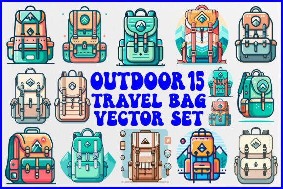 Enhance Your Adventure and Travel Design Projects with the Outdoor Travel Bag Vector Set