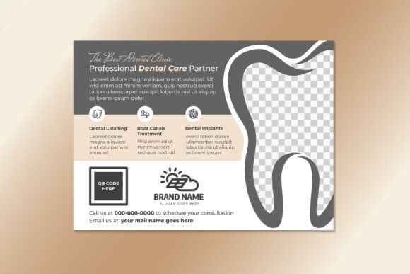 Professional Dental Horizontal Banner and Description Horizontal Flyer Design Template for Professional Dental Care Partner