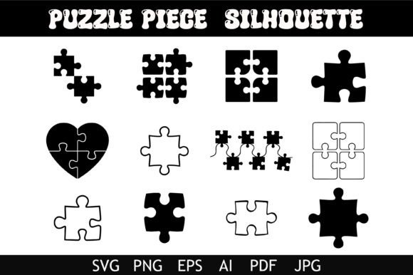 Puzzle Piece Silhouette Design Bundle for Creative and Professional Use