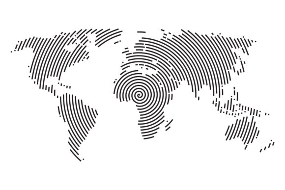 World Map with Spiral Line Motion